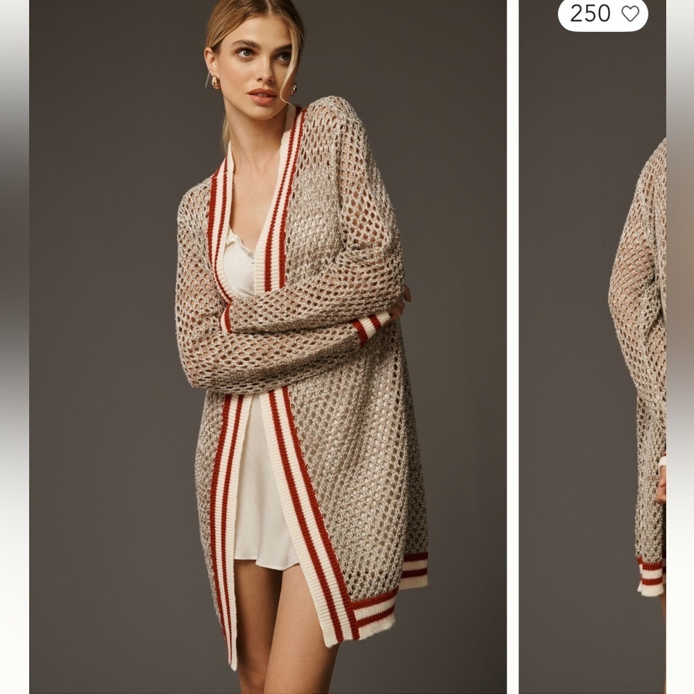 nwt anthropologie Metallic varsity cardigan Open-Knit Sweater os